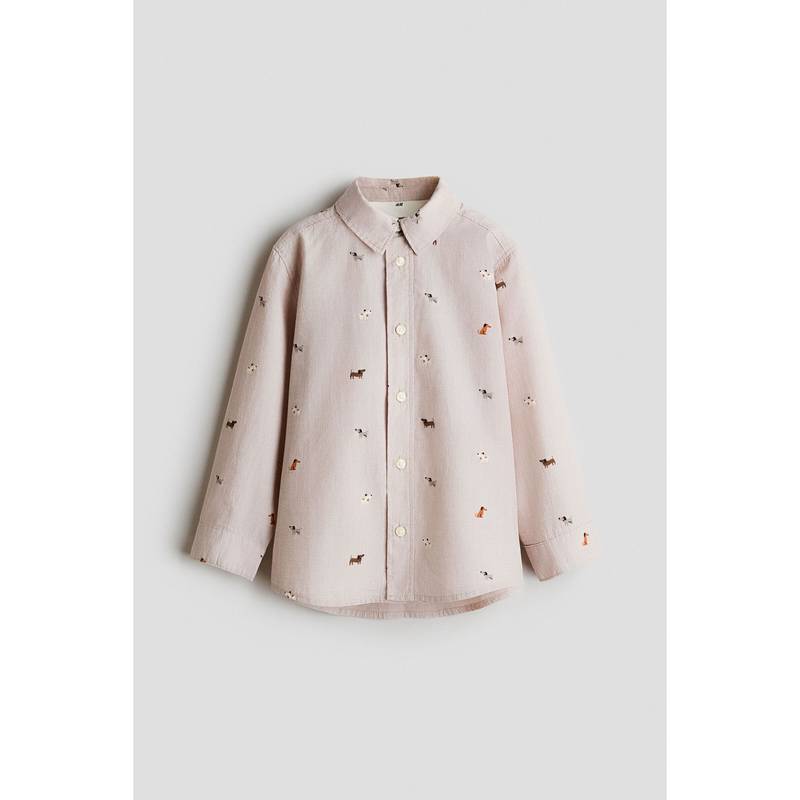 H&M Boys Beige Patterned Cotton Shirt (1.5-2 Years)