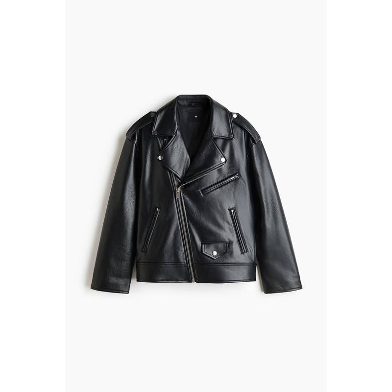 H&M Men Black Biker Jacket (M)
