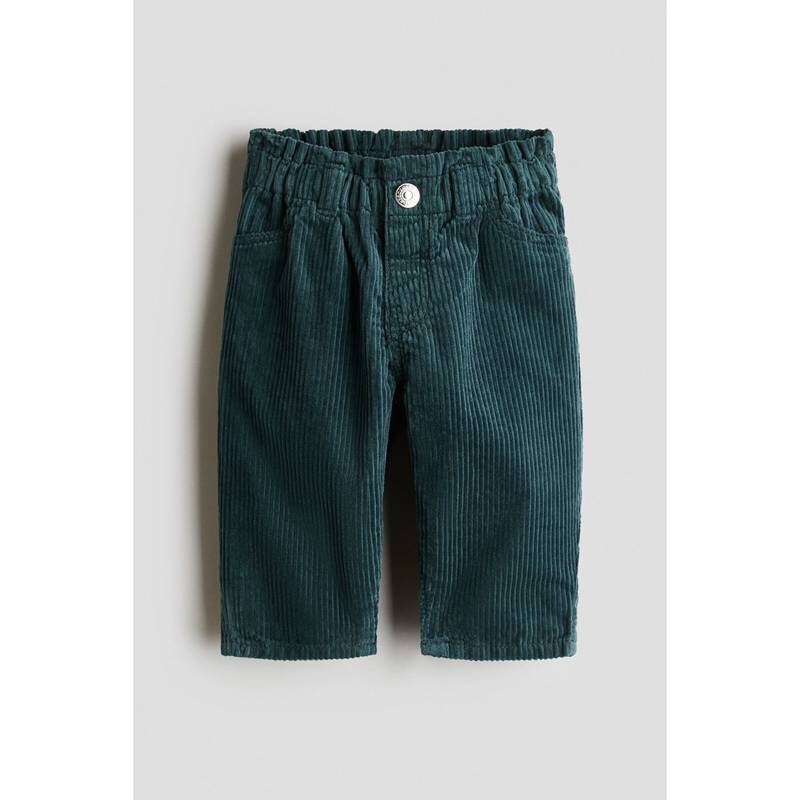 H&M Girls Green Paper Bag Corduroy Trousers (6-9 Months)