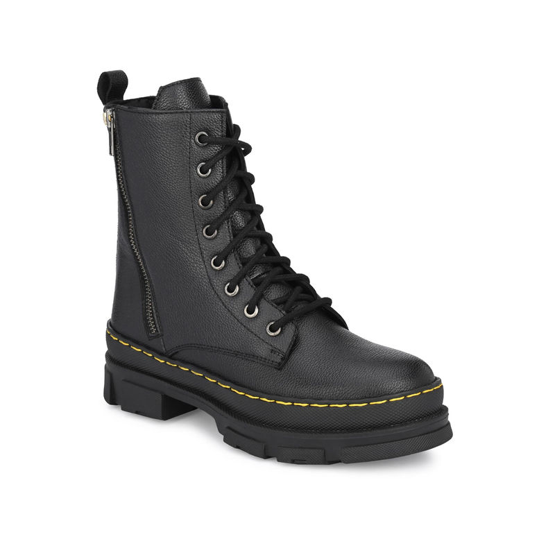 Buy Delize Black Women Vegan Leather Derby Boots Online