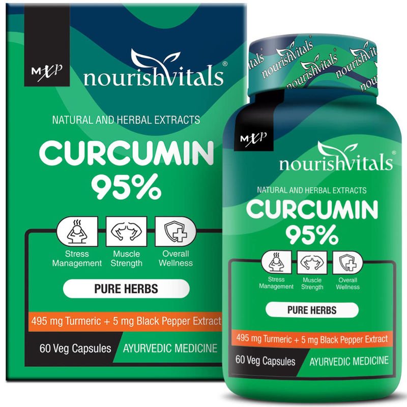 Nourish Vitals Curcumin Capsules - 95% Curcuminoids, 500mg Turmeric With Piperine Extract Supplement