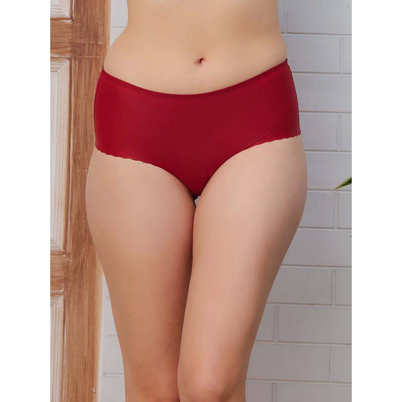 PrettyCat Women Maroon Mid Rise Solid Hipster Panty (M)