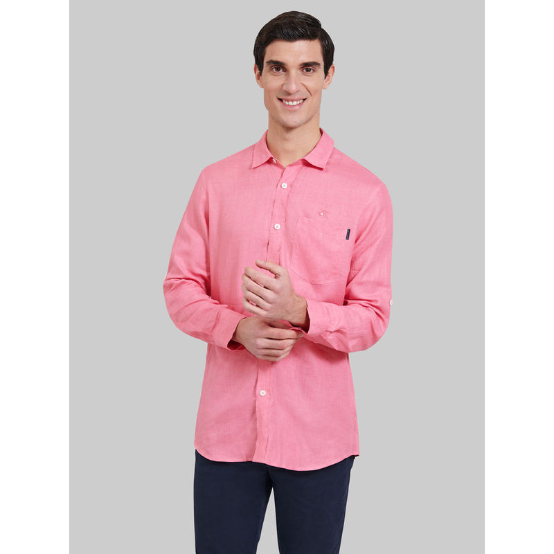 Beverly Hills Polo Club Laid Back Linen Roll Sleeve Shirt With Pocket (M)