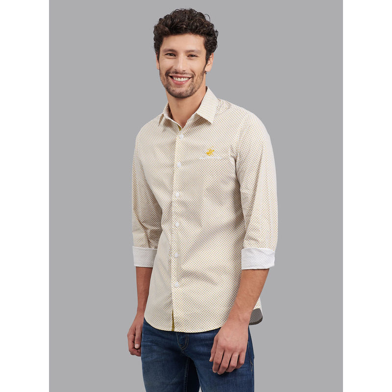 Beverly Hills Polo Club City Lights Printed Stretch Poplin Fitted Shirt (S)