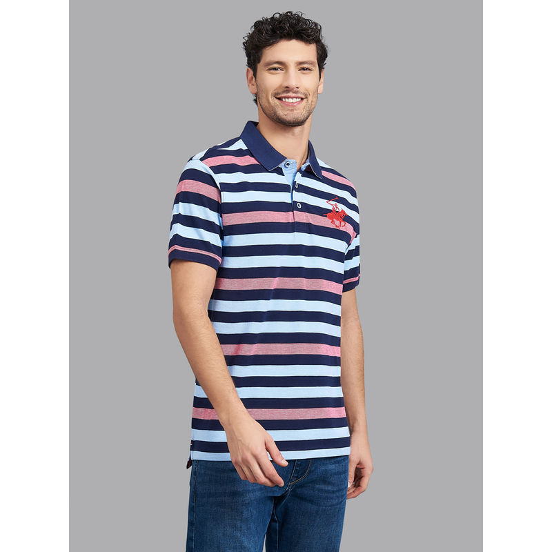 Beverly Hills Polo Club Every Other One Birdseye Stripe Polo T-Shirt (S)