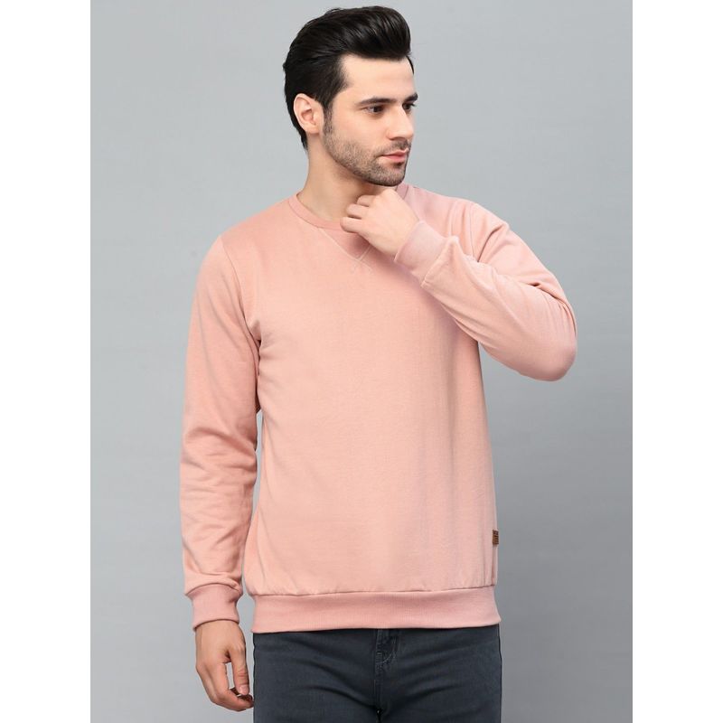 RIGO Men Peach Neck Stitch Detail Basic Fleece Sweatshirt (M)