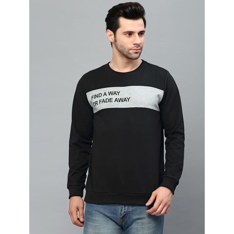 RIGO Men Black Printed Crew Neck Terry Sweatshirt (2XL)
