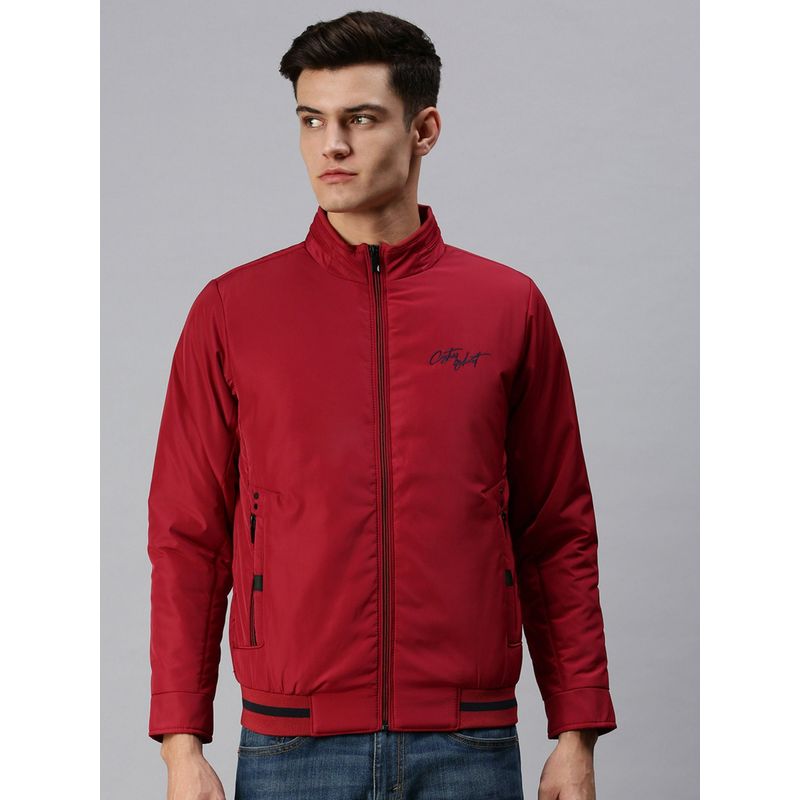SHOWOFF Men Casual Solid Maroon Jacket (2XL)