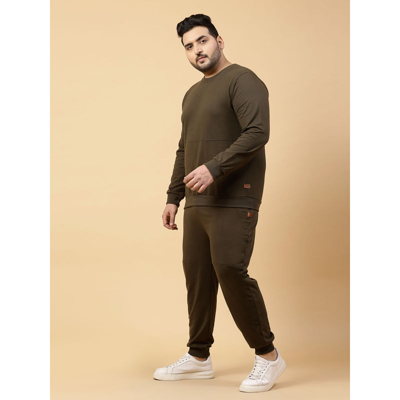 RIGO Men Brown Solid Plus Size Terry Tracksuit (Set of 2) (3XL)