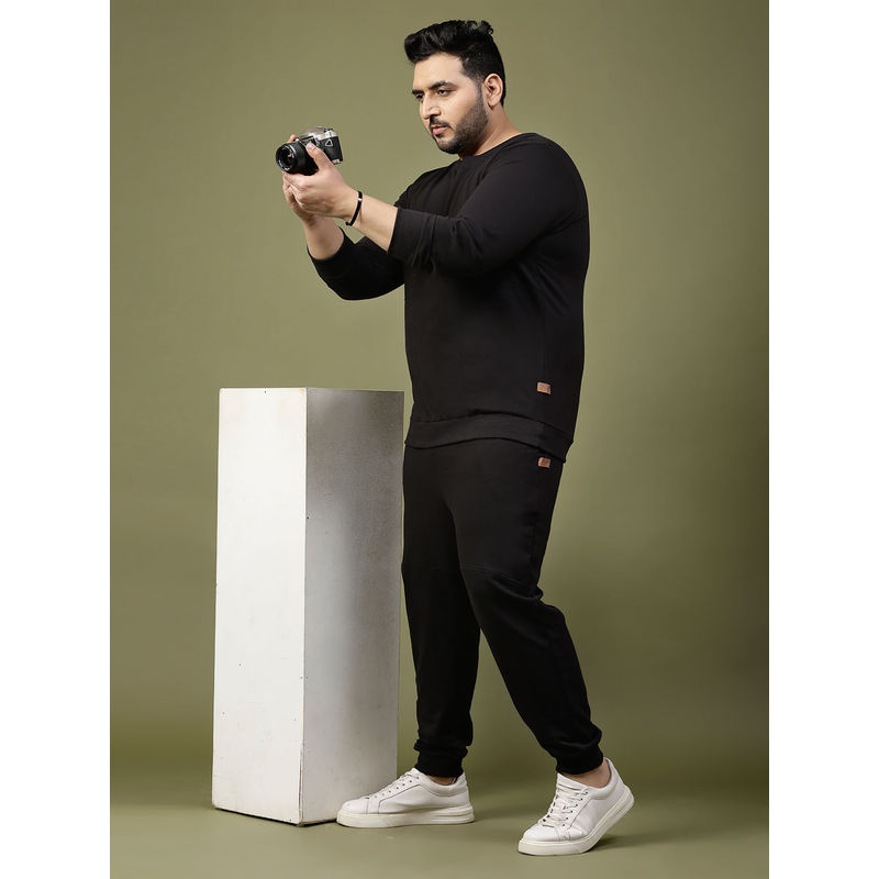 RIGO Men Black Solid Plus Size Terry Tracksuit (Set of 2) (2XL)