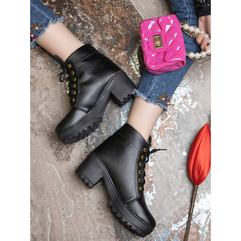 Shoetopia Women Solid Black Boots (EURO 38) (EURO 38)