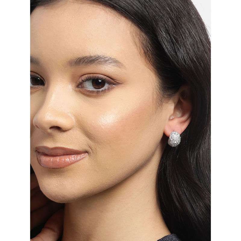 Premium Rhodium Plated With Cz Front & Back Stylish Earring