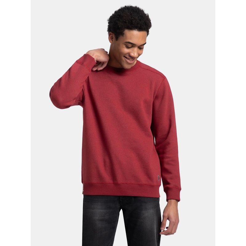 Jockey US92 Men Super Combed Cotton Rich Fleece Sweatshirt - Red Melange (XL)