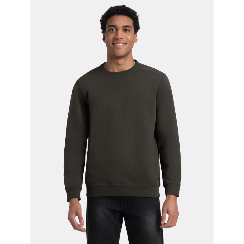 Jockey US92 Men Super Combed Cotton Rich Fleece Sweatshirt - Deep Olive (M)