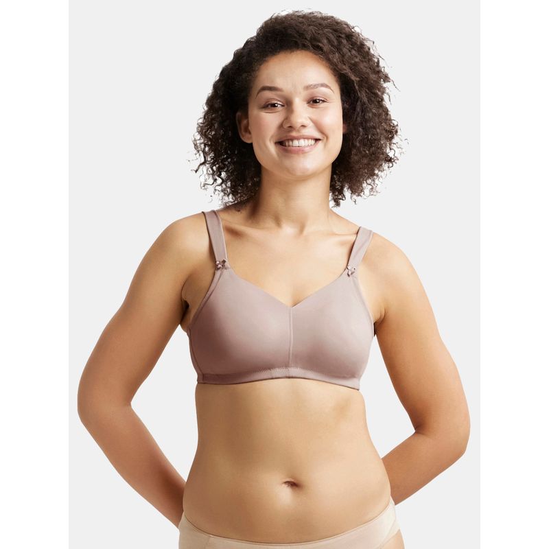 Jockey 1841 Wirefree Non Padded Soft Touch Microfiber Elastane Minimizer Bra- Mocha (38DD)