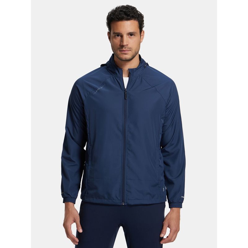 Jockey MV40 Men Microfiber Fabric Active Wear Hoodie Jacket - Navy (L)