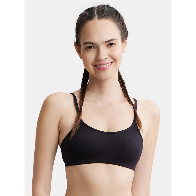 Jockey SS12 Wirefree Non Padded Cotton Elastane Full Coverage Beginners Bra - Black (32B)