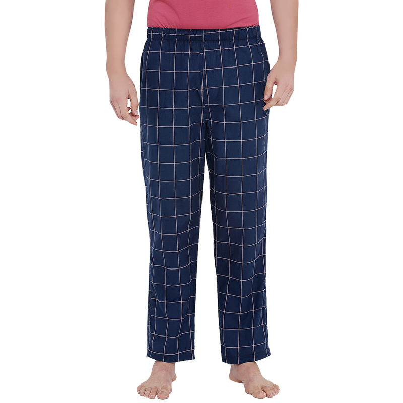 XYXX Super Combed Cotton Checkered Pyjama For Men - Navy Blue (S)