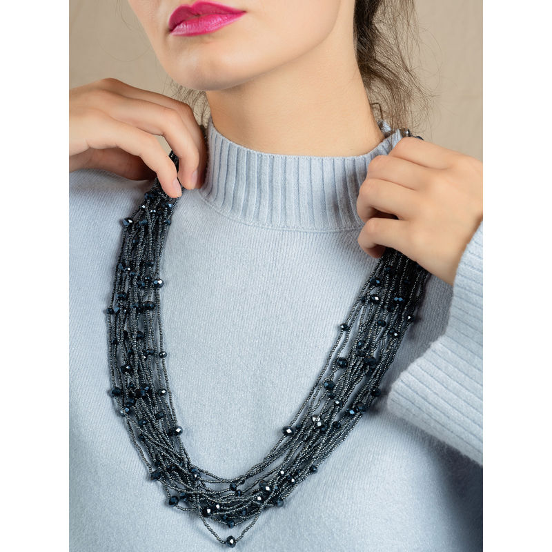 Odette Dark Grey Black Puton Multistrand Attractive Necklace Buy