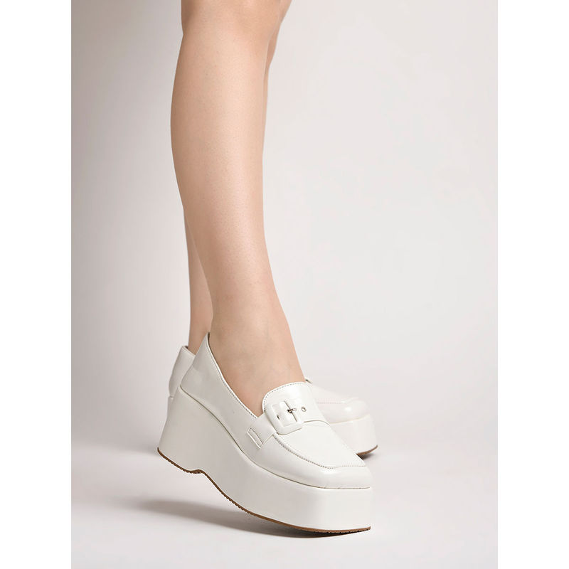 Shoetopia Stylish Patent White Casual Shoes for Women (EURO 36)