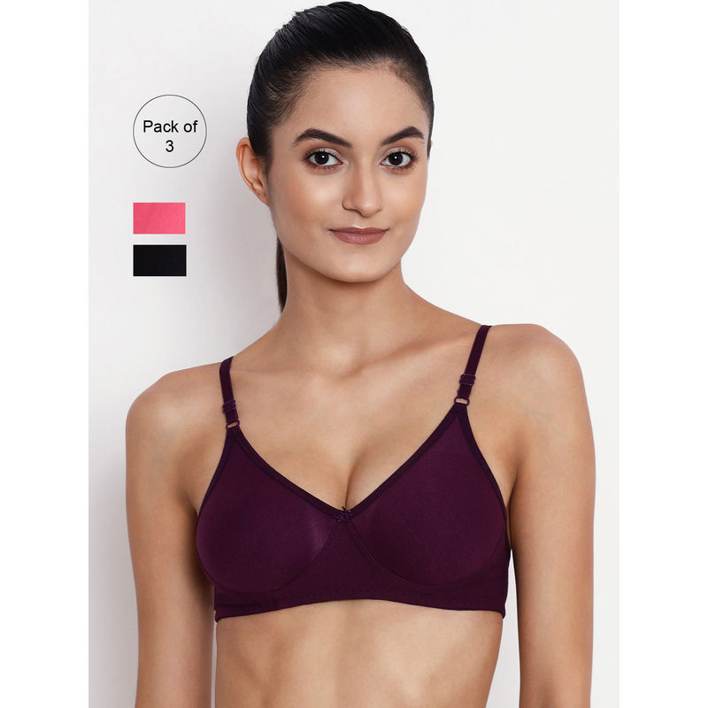 Abelino Pack Of 3 Non Padded Seamless Bras. - Multi-Color (38B)