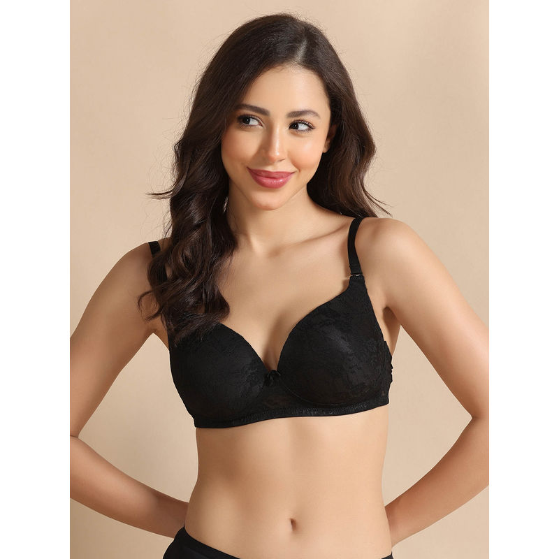 Zivame Black Padded Non Wired Medium Coverage T-Shirt Bra (34B)