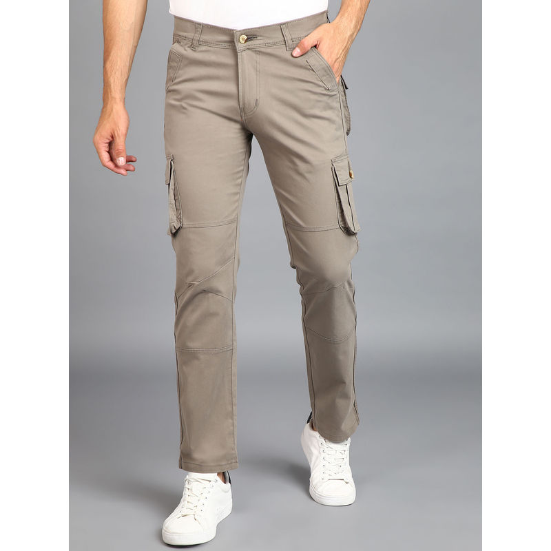 Urbano Fashion Mens Grey Regular Fit Solid Cargo Chino Pant with 6 Pockets (28)