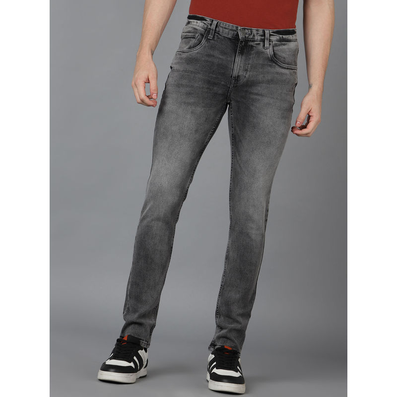 Urbano Fashion Mens Grey Slim Fit Washed Jeans Stretchable (28)