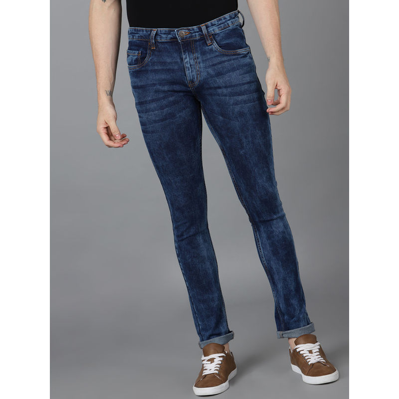 Urbano Fashion Mens Blue Skinny Fit Washed Jeans Stretchable (40)