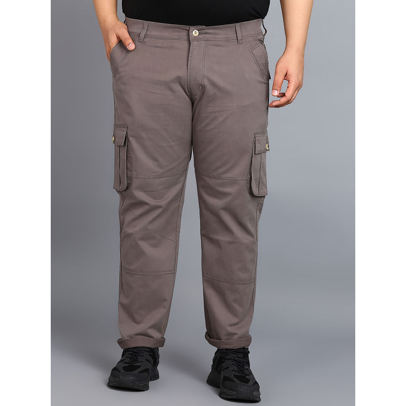 Urbano Plus Mens Dark Grey Regular Fit Solid Cargo Chino Pant with 6 Pockets (38)