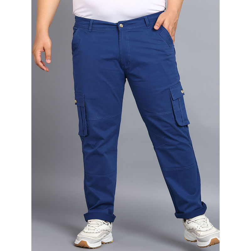 Urbano Plus Mens Royal Blue Regular Fit Solid Cargo Chino Pant with 6 Pockets (38)