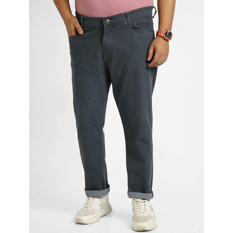 Urbano Plus Mens Grey Regular Fit Washed Jeans Stretchable (44)