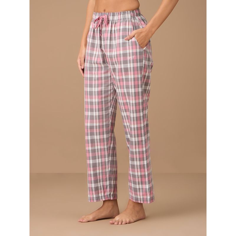 Nykd By Nykaa Cotton Plaid Pajama - NYS141 - Grey Pink Plaid (S)