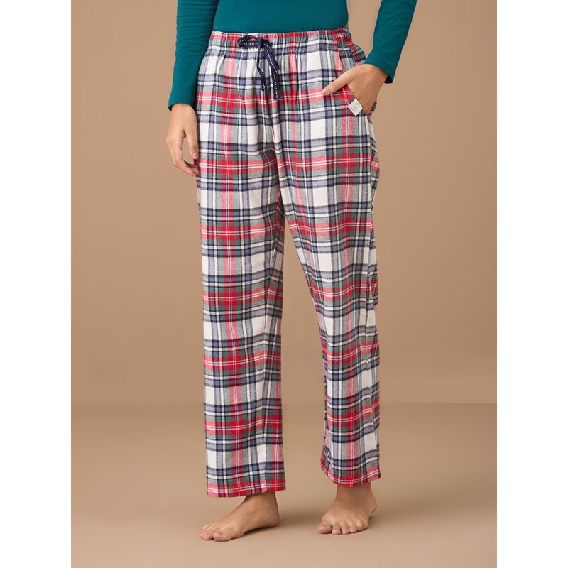 Nykd By Nykaa Cotton Flannel Pajama - NYS901 - Red Blue Plaid (S)