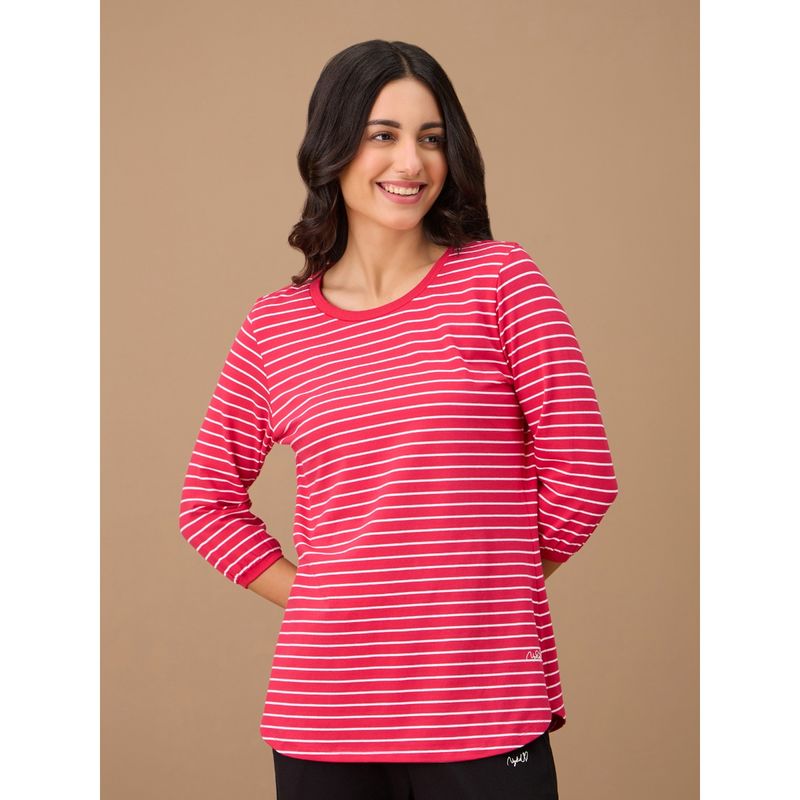 Nykd By Nykaa Striped Slim Fit Tee - NYS801 - Red Stripe (L)