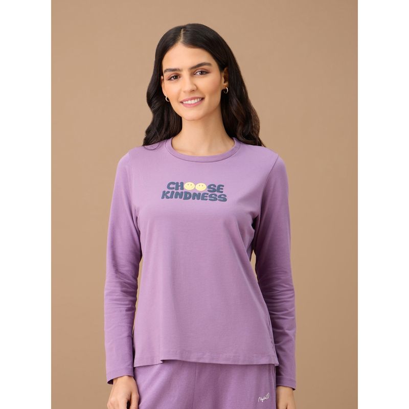 Nykd By Nykaa Essential Long Sleeve Graphic Tee - NYS802 - Grape (M)