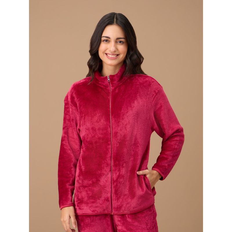 Nykd By Nykaa Luxe Fur Zipper Jacket - NYS120 - Red (XL)