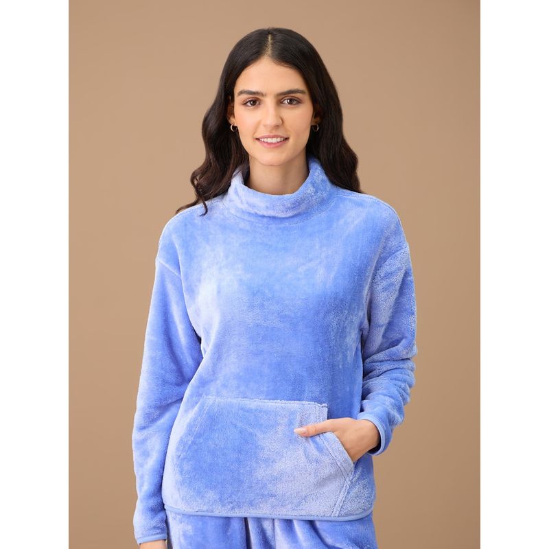 Nykd By Nykaa Luxe Fur Sweatshirt - NYS122 - Blue (L)