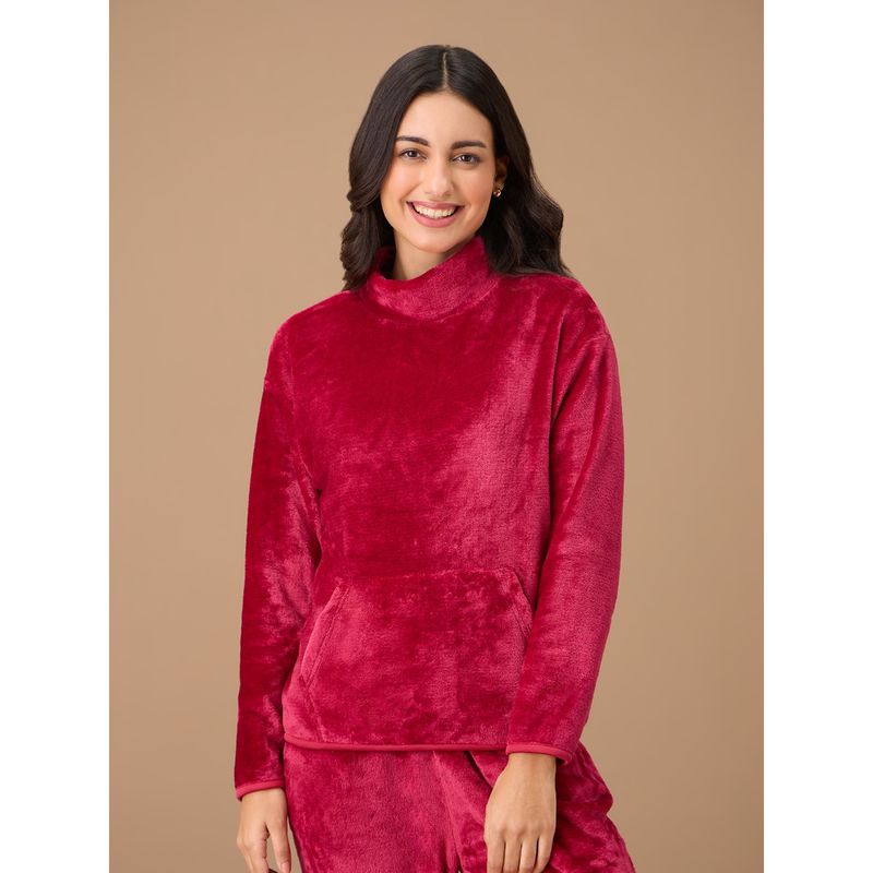 Nykd By Nykaa Luxe Fur Sweatshirt - NYS122 - Red (XL)
