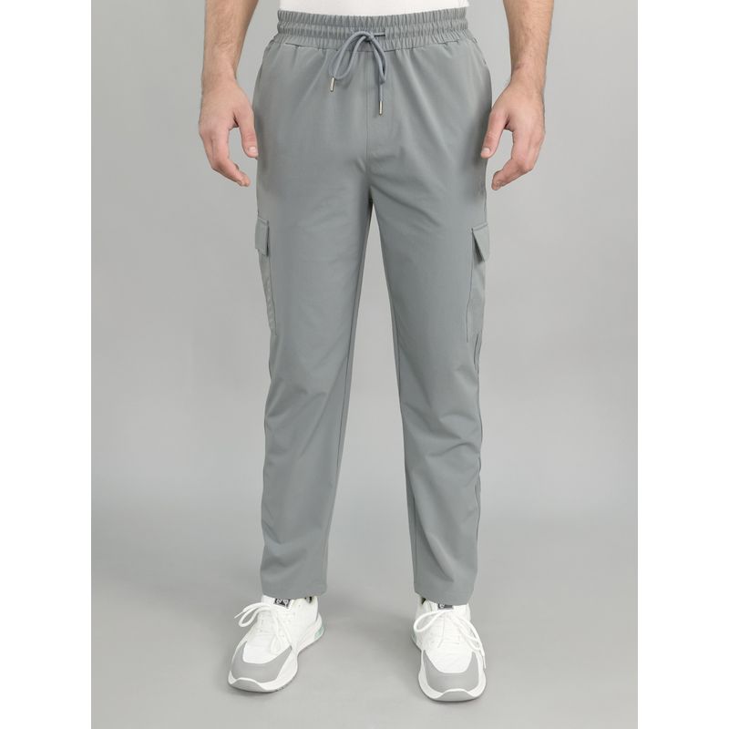 Monte Carlo Men Grey Polyester Blend Solid Trackpant (M)