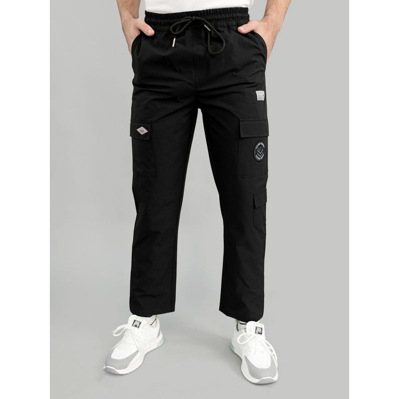 Monte Carlo Men Black Cotton Blend Solid Trackpant (M)