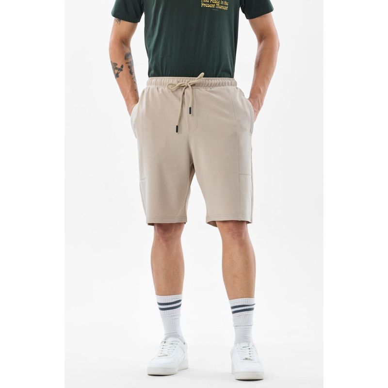 Snitch Beige Solid Regular Casual Shorts for Men (28)