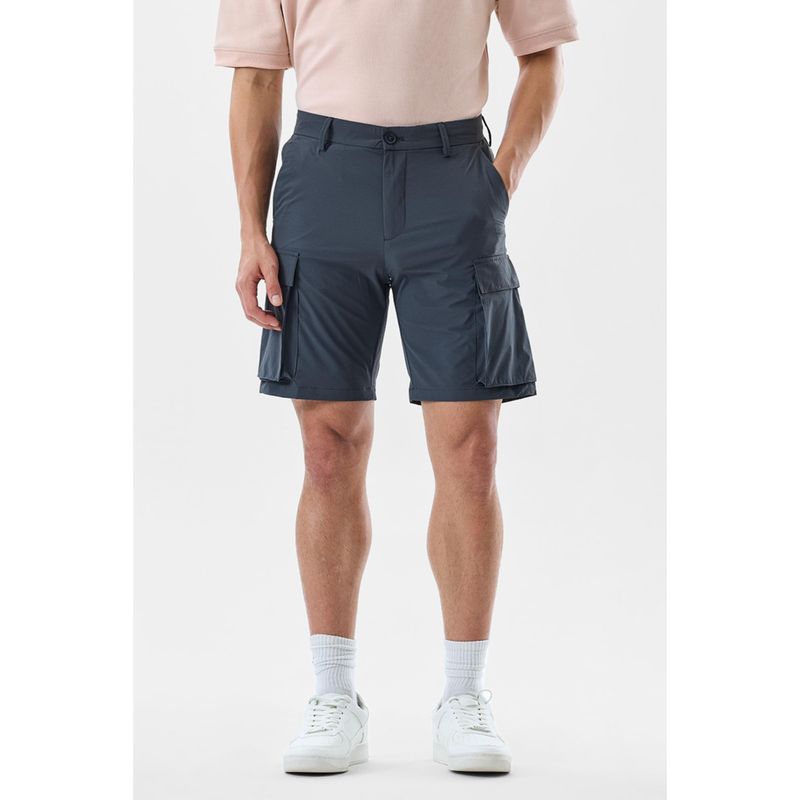 Snitch Grey Solid Regular Casual Shorts for Men (28)
