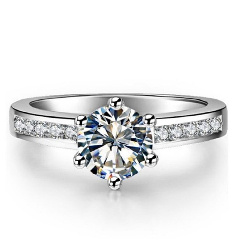 Buy Fabula Jewellery Silver Tone Delicate Solitaire Round Cubic ...