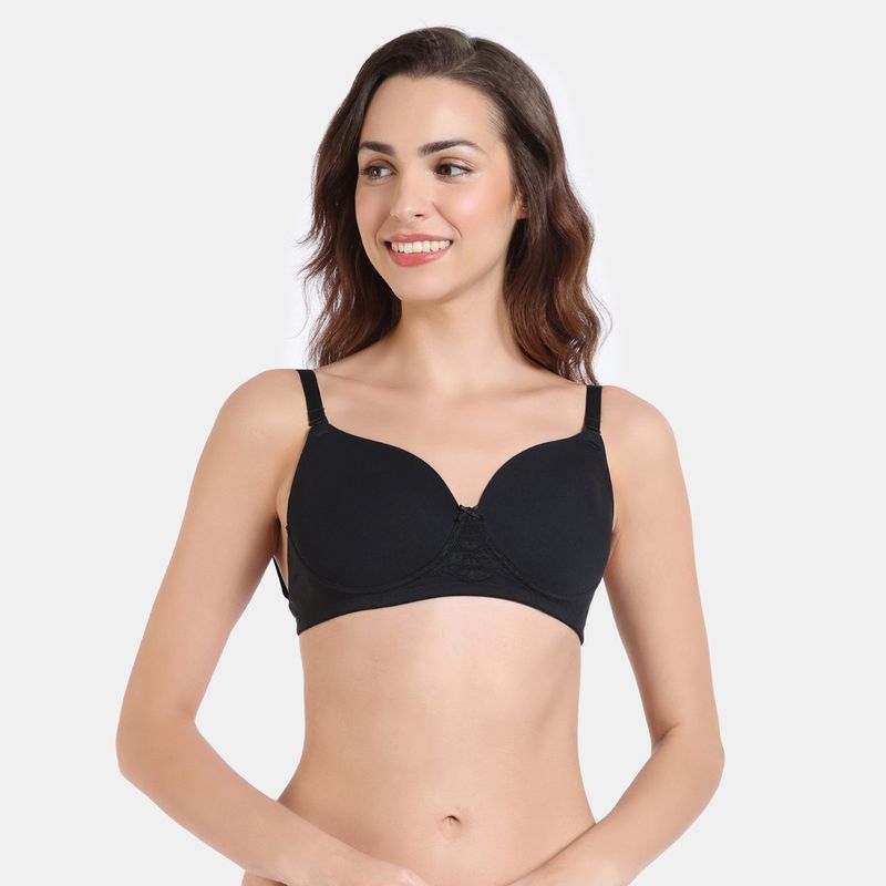 Zivame Padded Non Wired 3-4th Coverage Backless Bra - Anthracite (32B)
