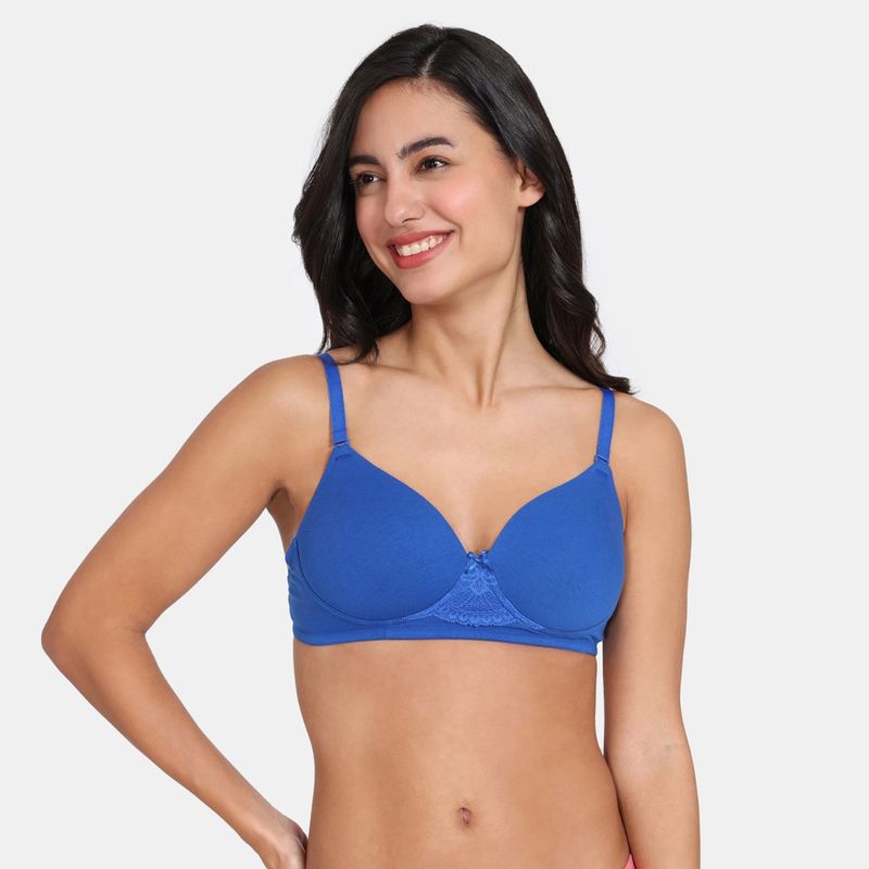 Zivame Padded Non Wired 3-4th Coverage Backless Bra - Lapis Blue (38B)
