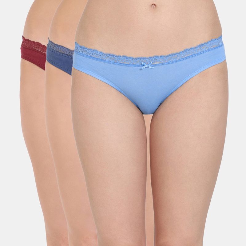 Zivame Low Rise Full Coverage Bikini Panty - Assorted (Pack of 3) (S)