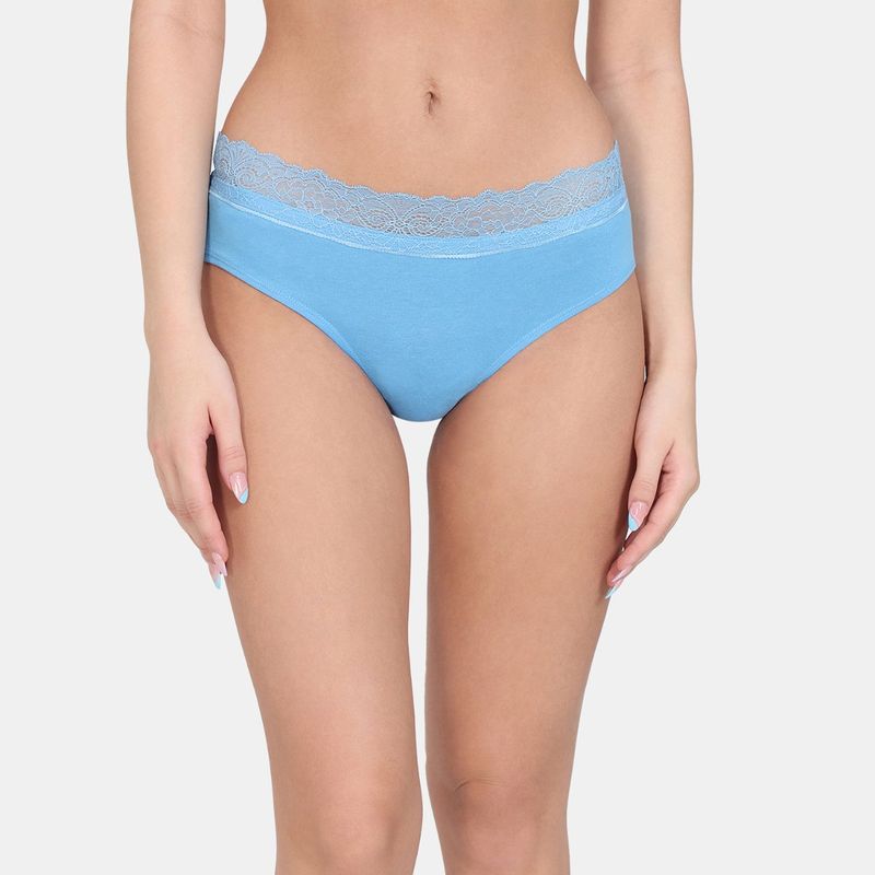 Zivame Low Rise Full Coverage Bikini Panty - Azure Blue (S)