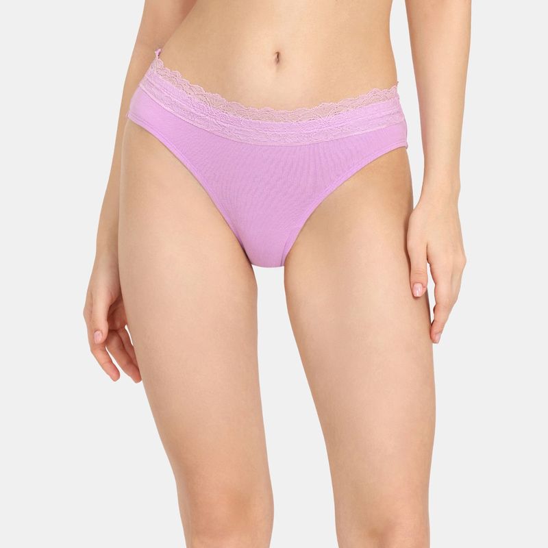Zivame Low Rise Full Coverage Bikini Panty - Lavender (L)