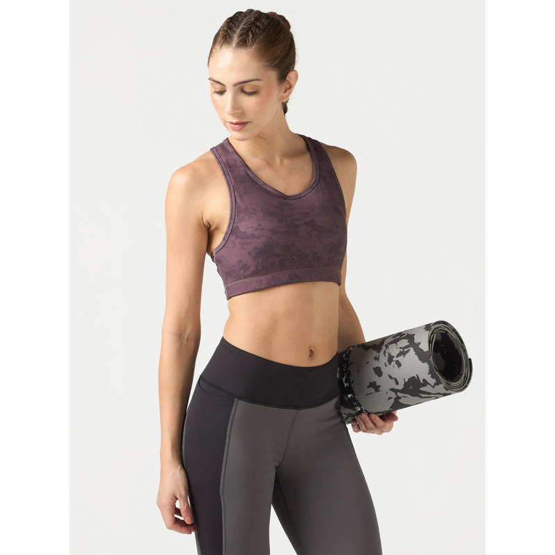 Technosport Women Purple Printed Sports Bra (XL)